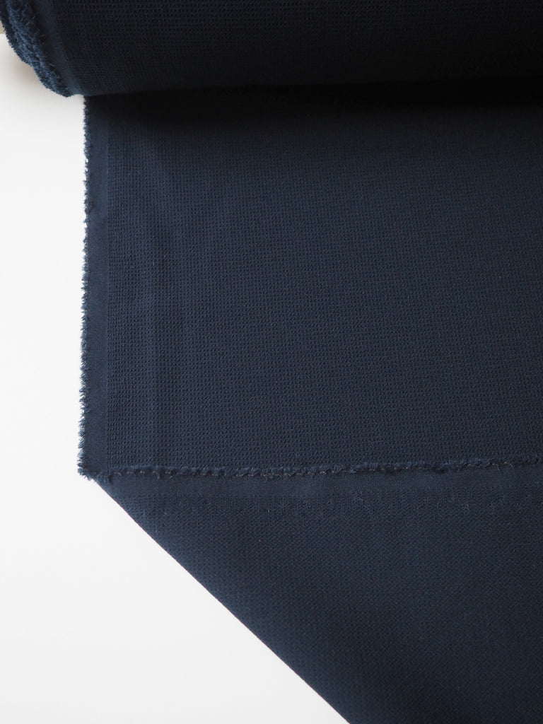 Navy Stretch Textured Crepe