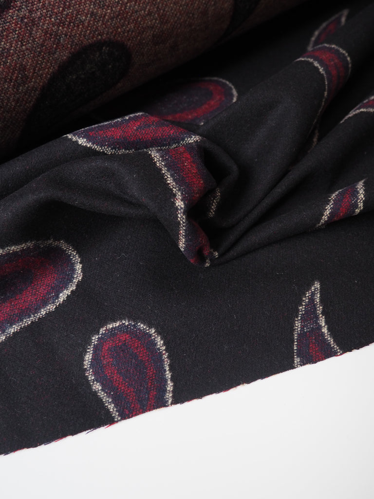 Black Paisley Wool Jacquard