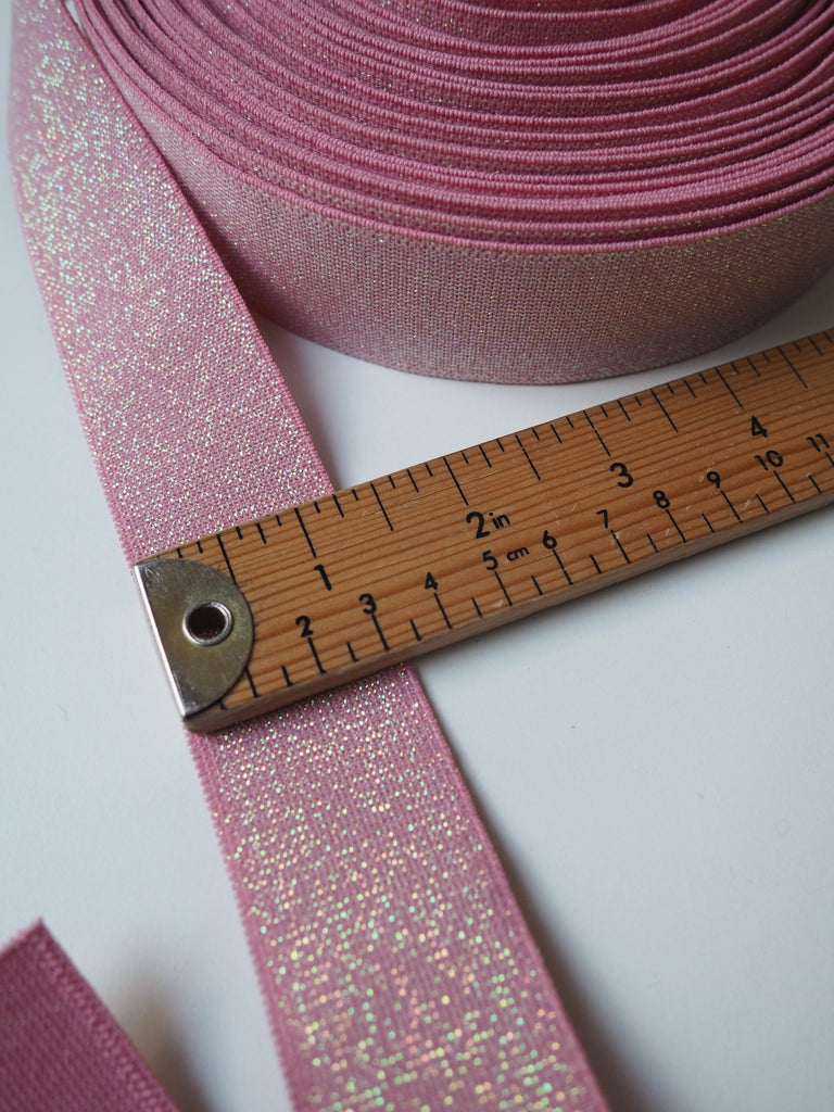 Pink Metallic Lurex Elastic 35mm