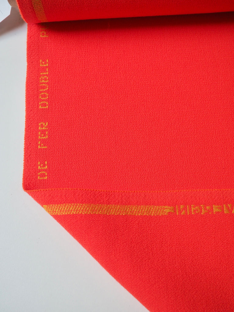 Fluro Orange Double Wool Crepe