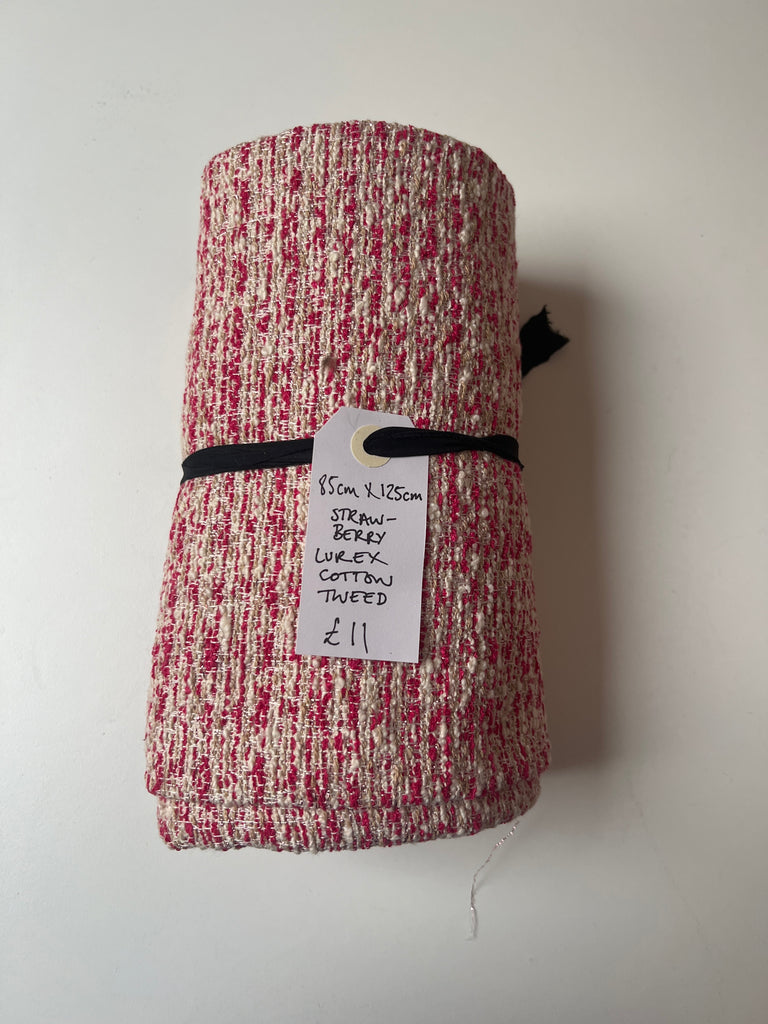 Strawberry Lurex Cotton Tweed Remnant