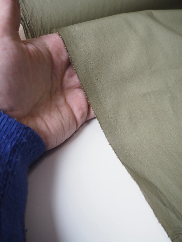 Khaki Green Lightweight Cotton Poplin