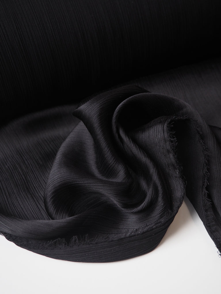 Black Crinkle Satin Chiffon