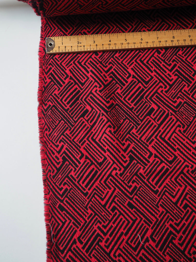 Red + Black Abstract Stretch Jacquard