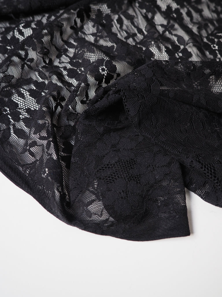 Black Forget-me-not Motif Stretch Lace