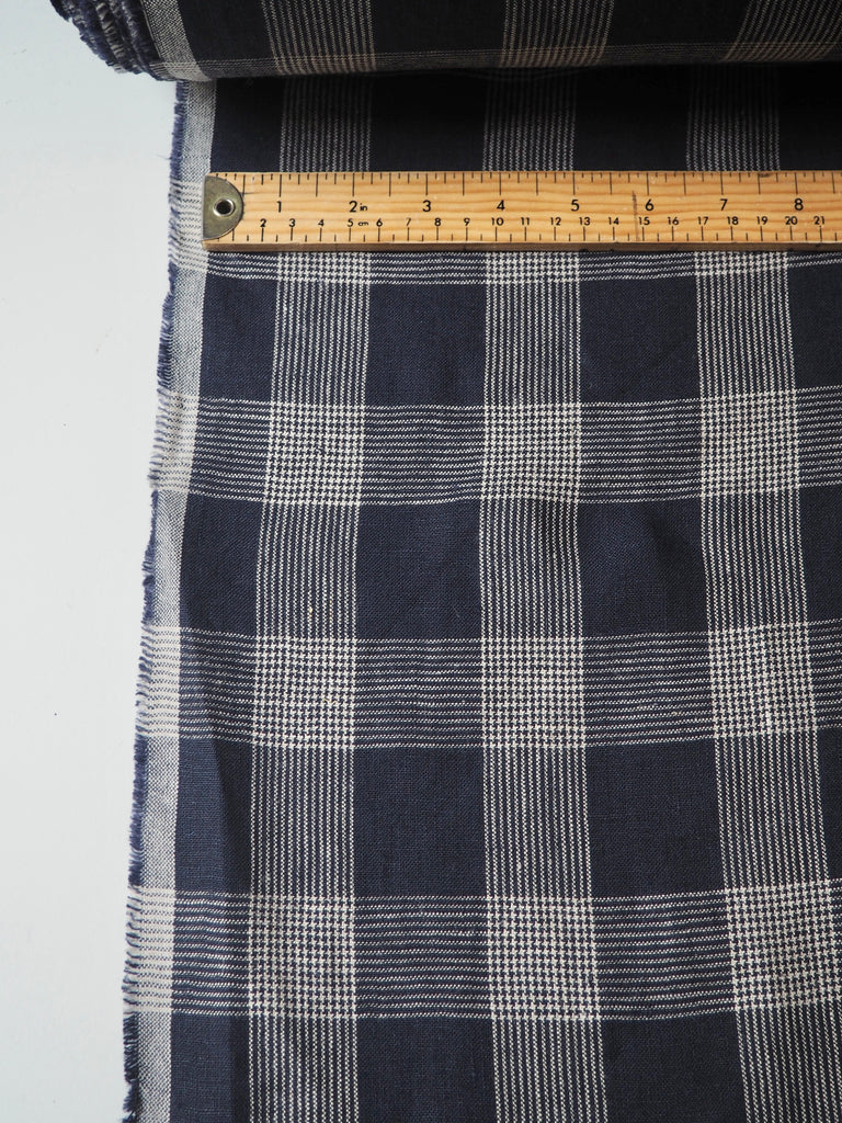 Navy + White Check Linen