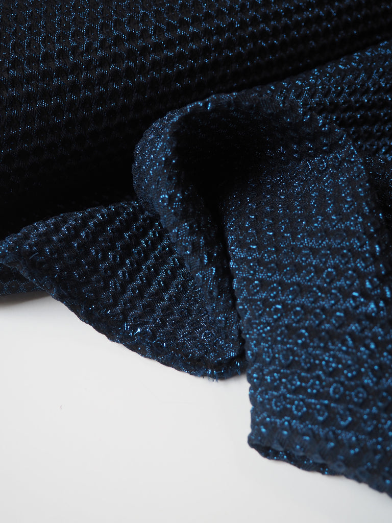 Blue Metallic Dot Cloqué