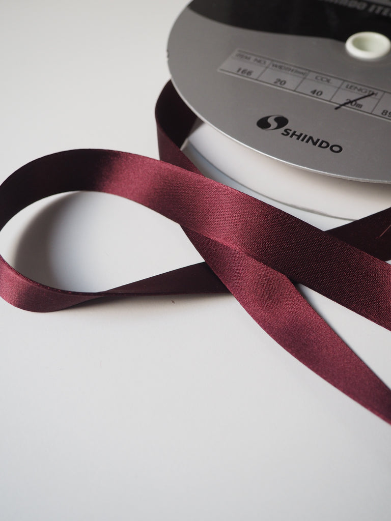 Shindo Merlot Thick Double Faced Satin Ribbon 20mm