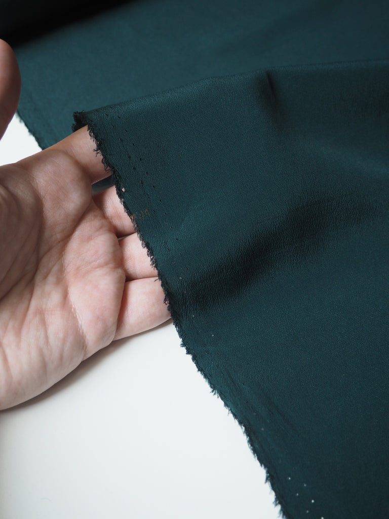 Deep Green Silk/Acetate Crepe de Chine