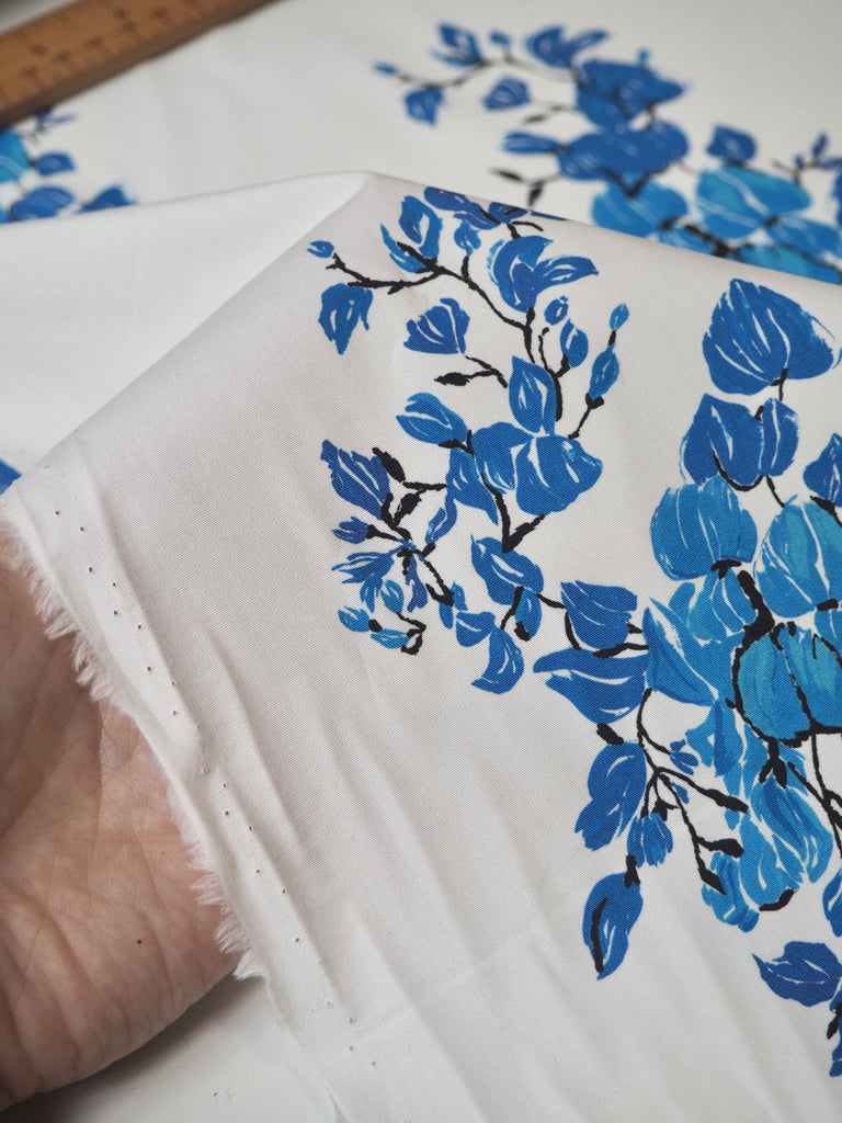 Blue Branch Floral Cotton Poplin