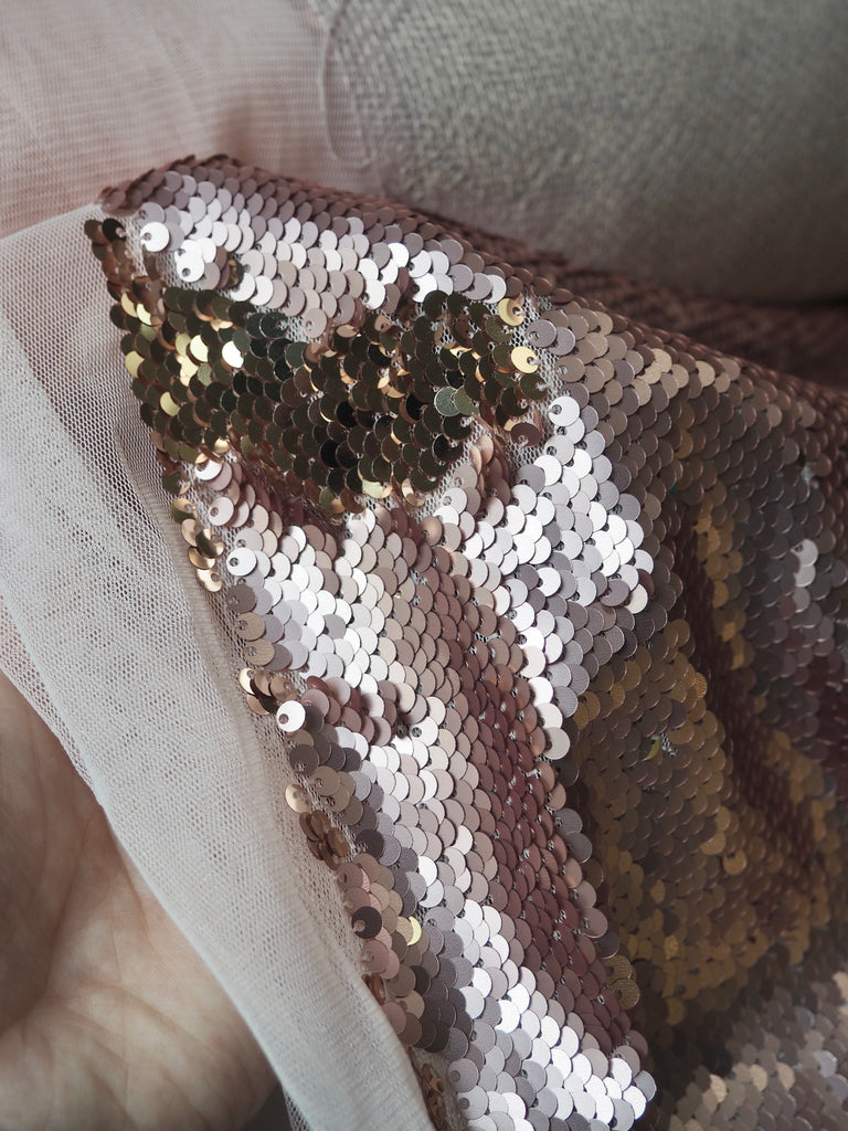 Pink + Rose Gold Mermaid Sequin Tulle