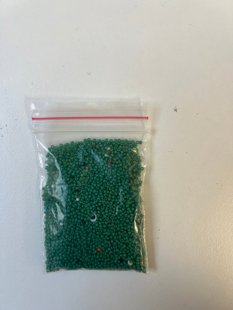 Small Green Seed Beads 18g