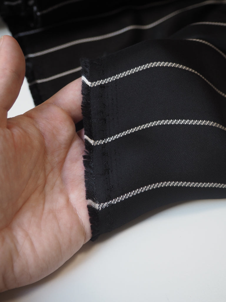 Black Braided Stripe Viscose Satin