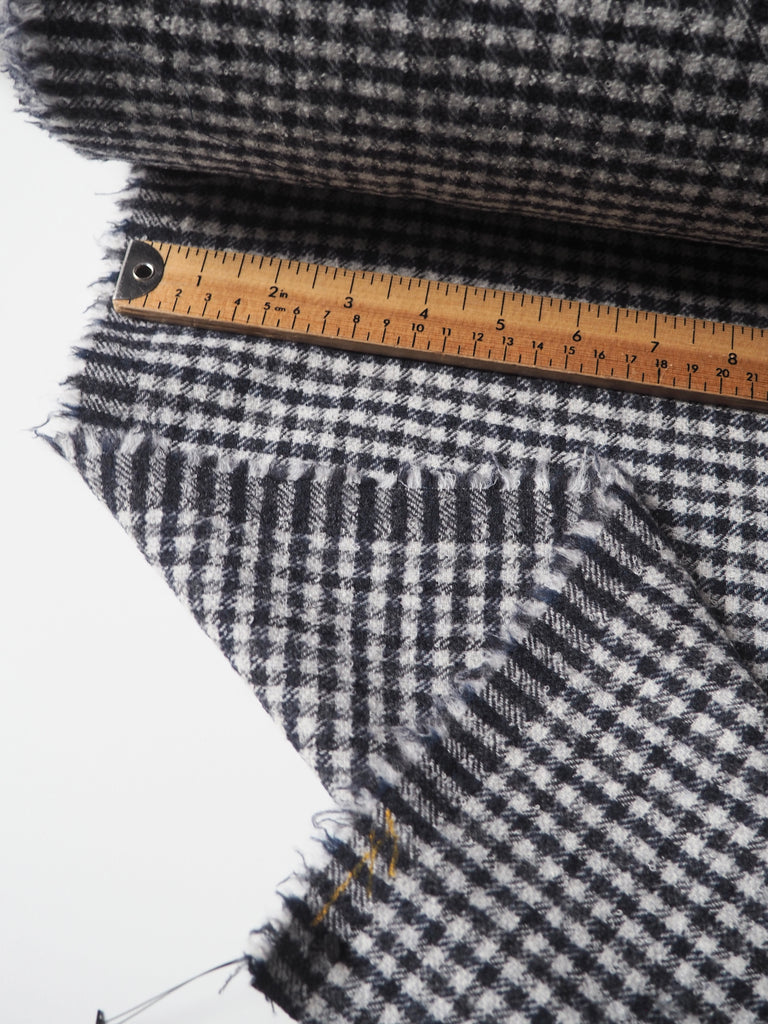 Blue Plaid Wool Flannel Bouclé