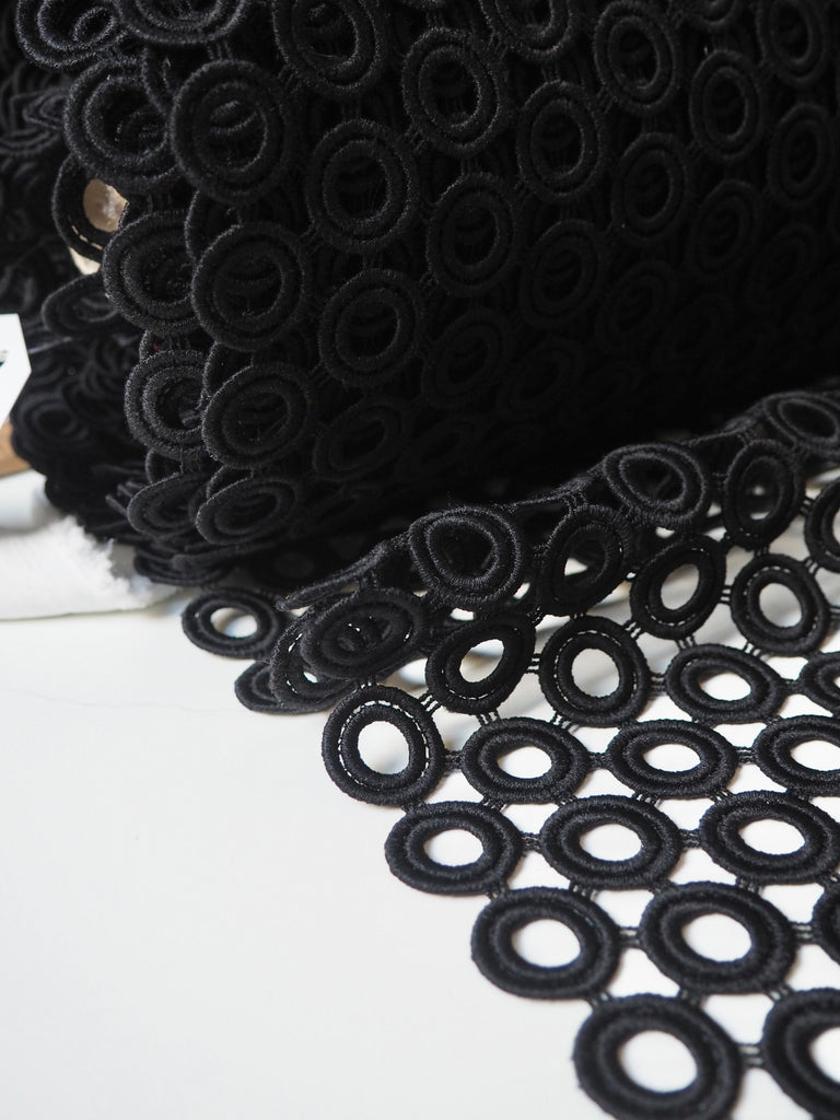 Black Circle Guipure Lace