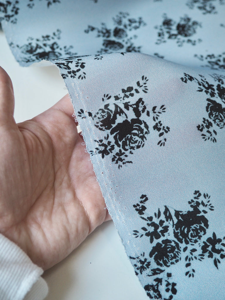 Blue Floral Heavy Silk Organza