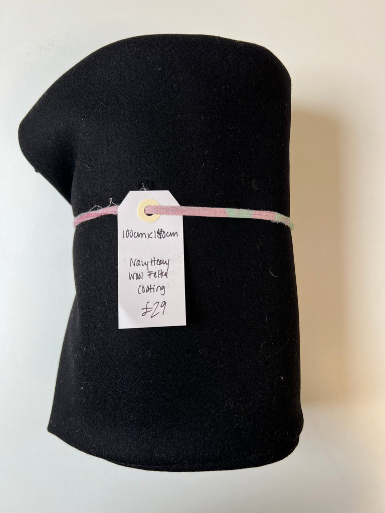 Navy Heavy Wool Felted Coating Remnant