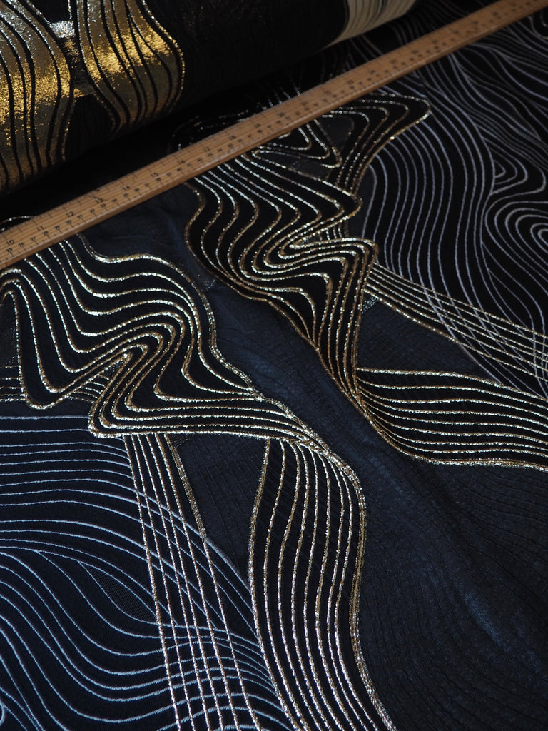 Golden Wave Jacquard Cloqué