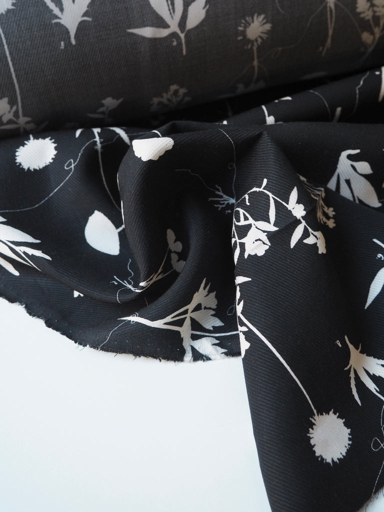 Monochrome Floral Study Tencel Twill