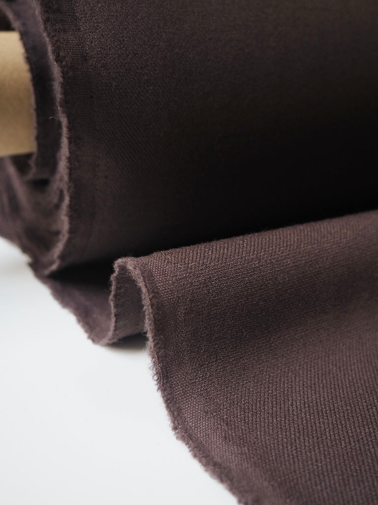 Brown Stretch Double Wool Twill