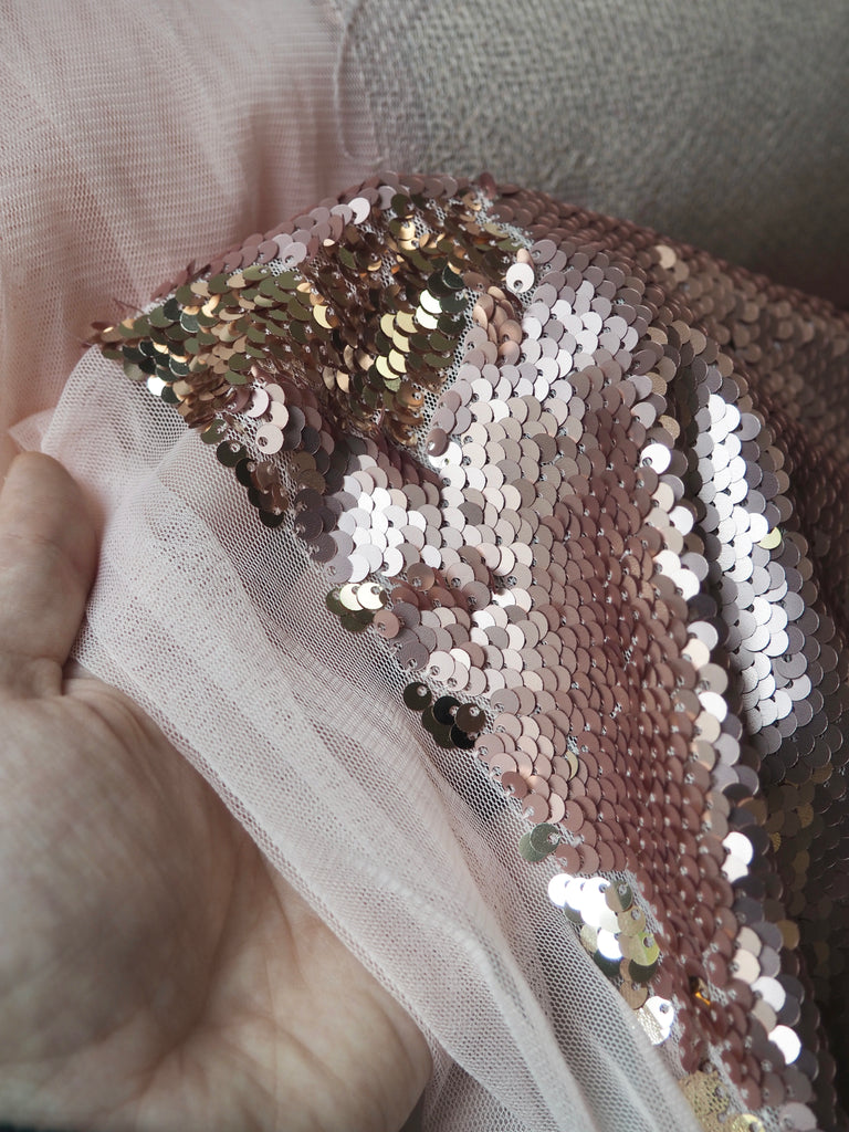 Pink + Rose Gold Mermaid Sequin Tulle
