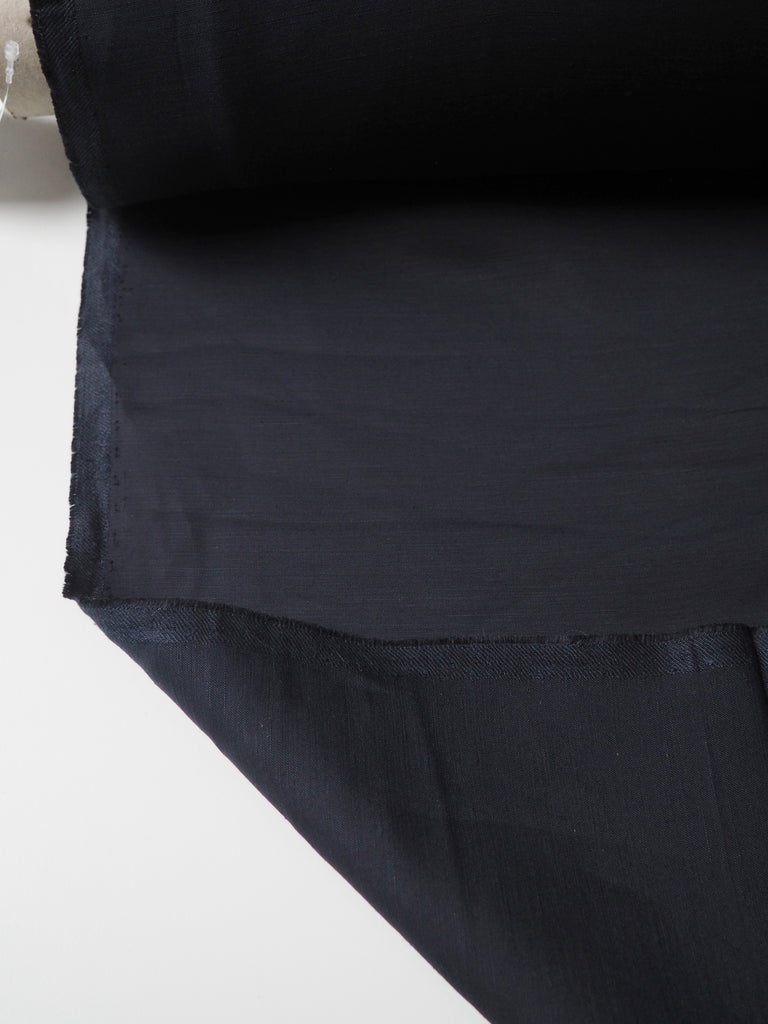 Navy Viscose/Linen Satin
