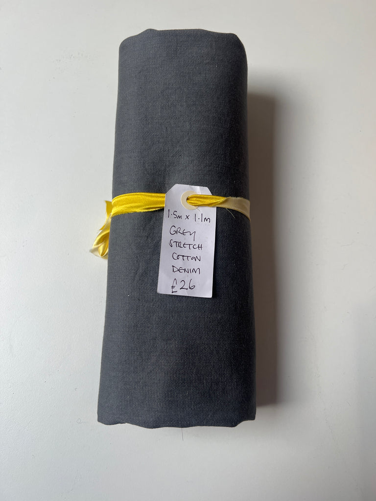 Grey Stretch Cotton Denim Remnant