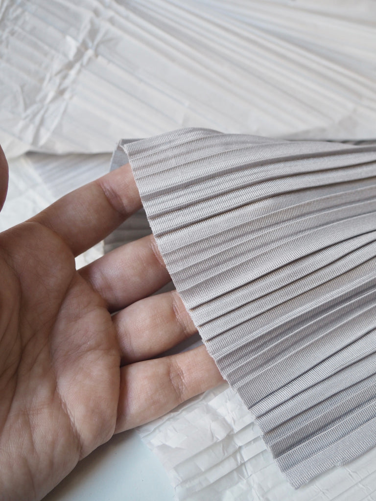 Silver Plissé Pleated Satin Jersey