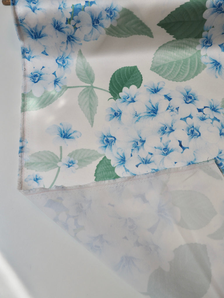 Pale Blue Blossom Satin
