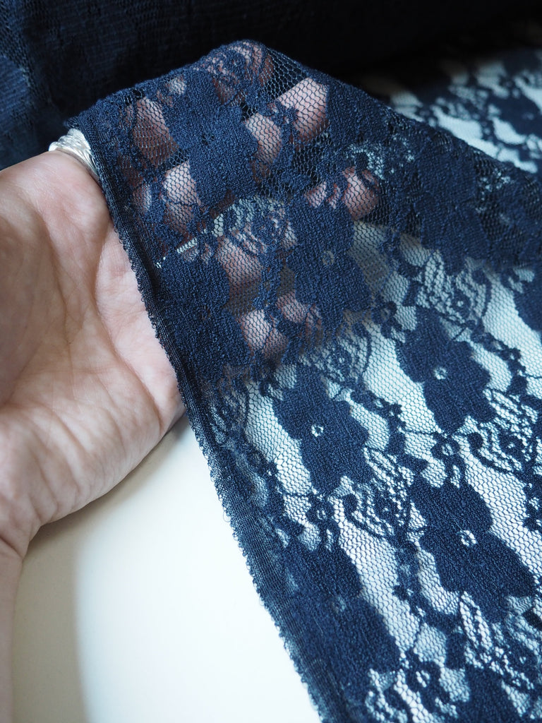 Navy Forget-me-not Stretch Lace