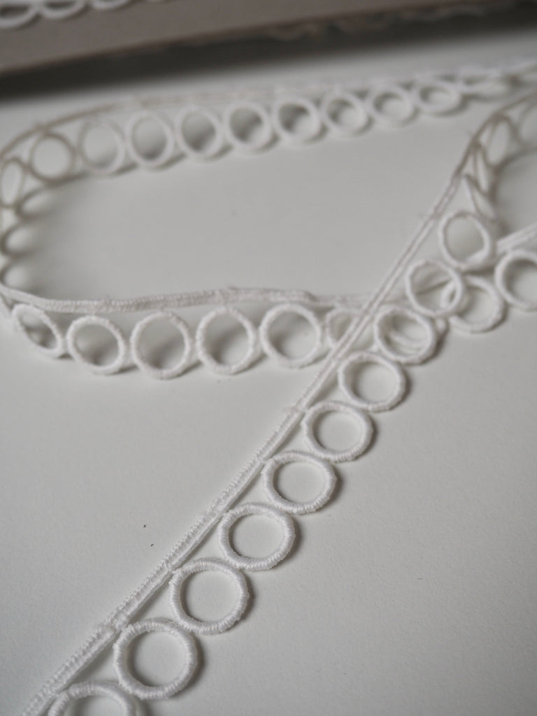White Circle Lace Trim 18mm