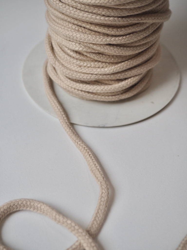 Beige Cotton Blend Braided Cord 5mm