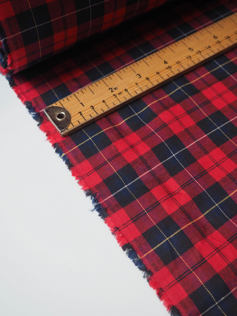 Red + Blue Check Cotton Twill