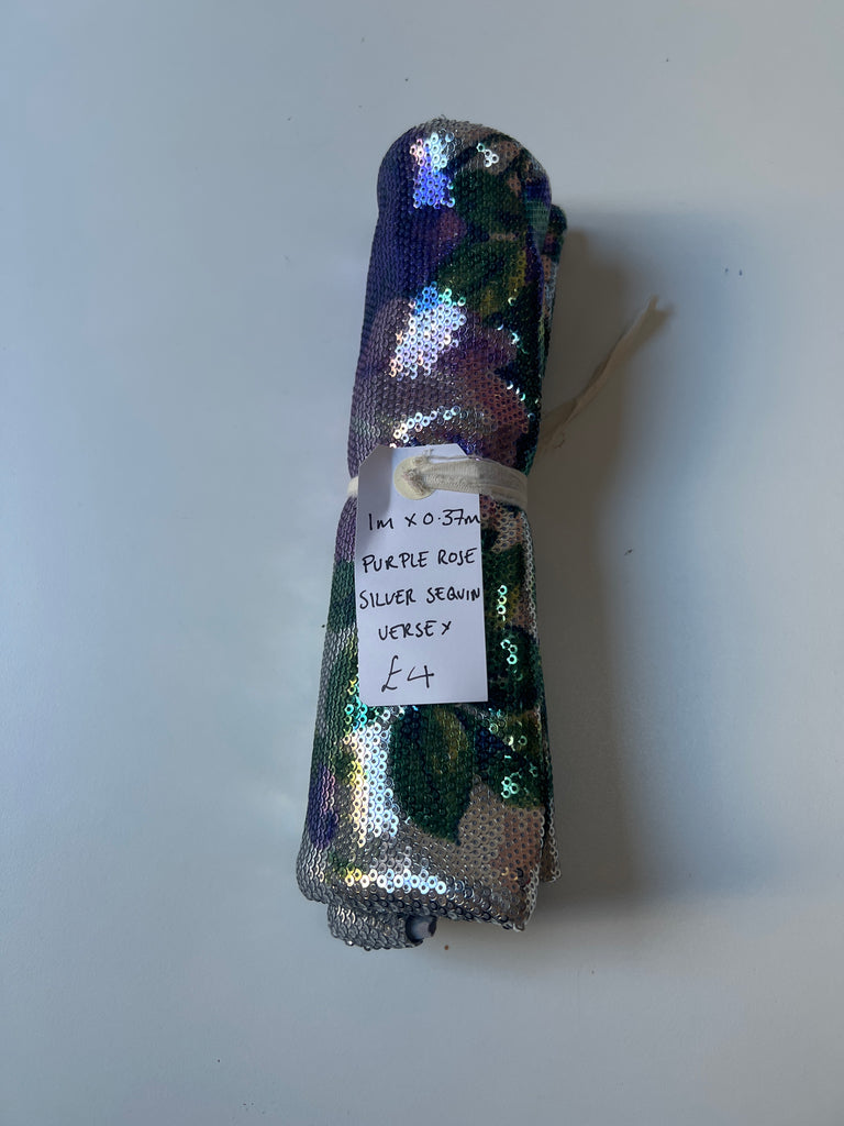 Purple Rose Silver Sequin Jersey Remnant