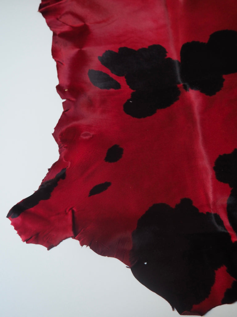 Red + Black Spotted Calfskin Hide