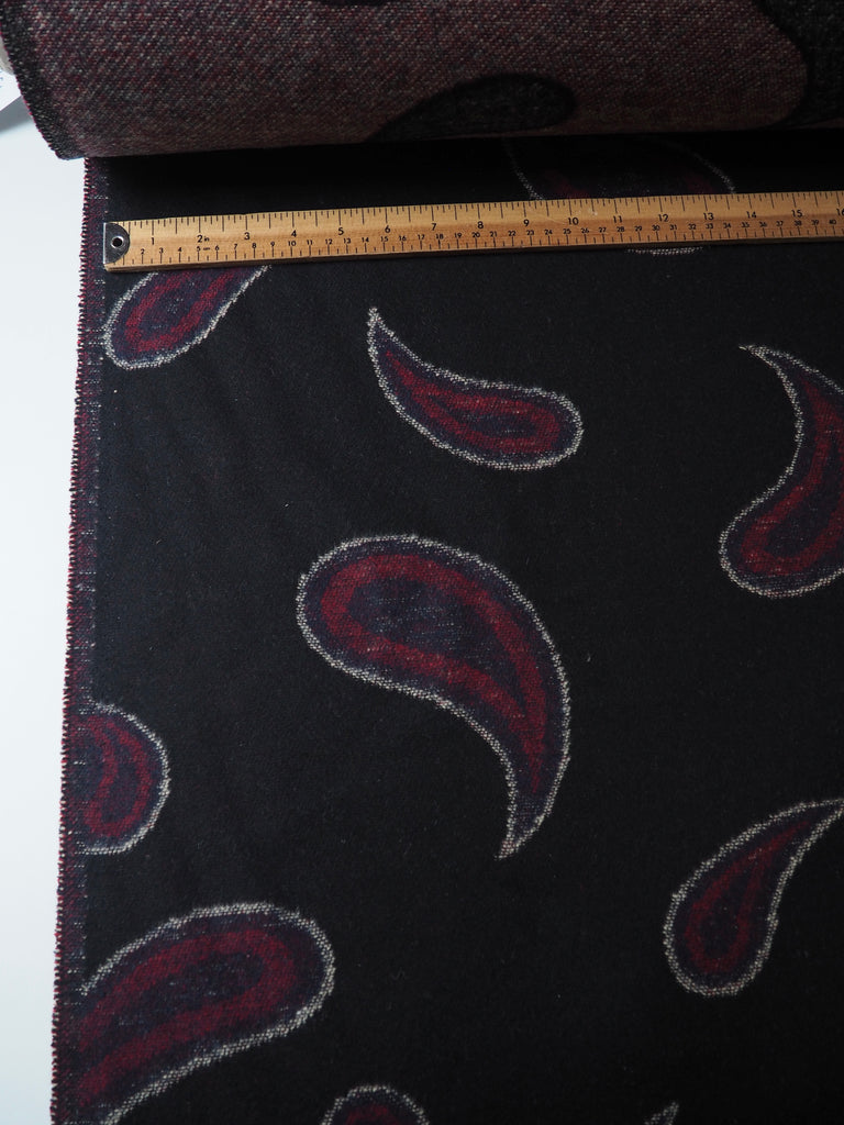 Black Paisley Wool Jacquard