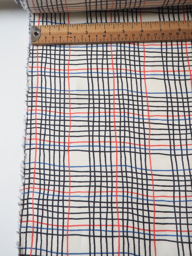 Grid Cotton/Silk Twill