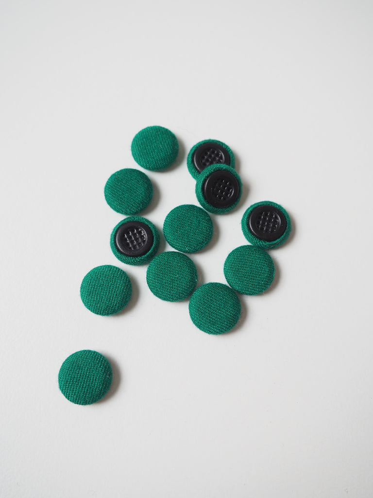 Emerald Wool Twill Covered Buttons 13mm