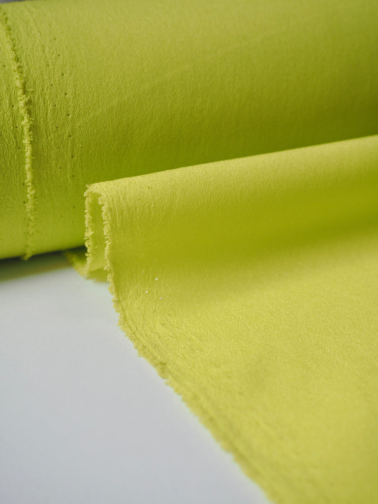 Neon Lime-Yellow Crepe de Chine