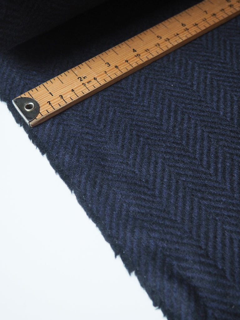 Indigo + Black Herringbone Wool Coating