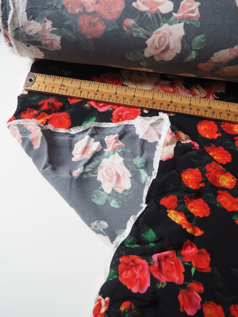 Black Floral Viscose Crepe