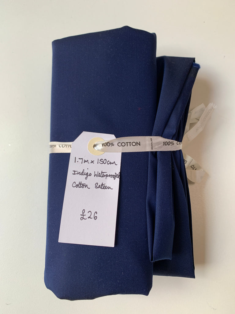 Indigo Waterproofed Cotton Sateen Remnant