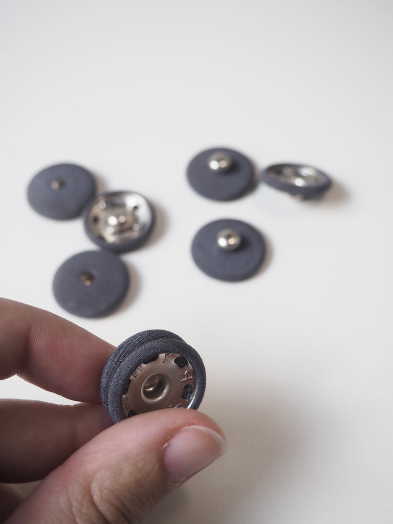 Dark Grey Fabric Covered Press Studs 23mm