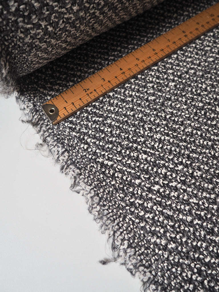Grey Marl Bouclé Wool Blend Coating
