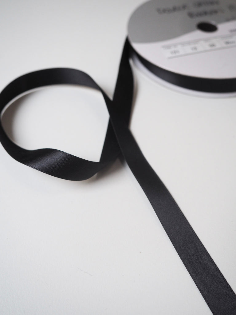 Shindo Black Double-Faced Satin Ribbon 12mm