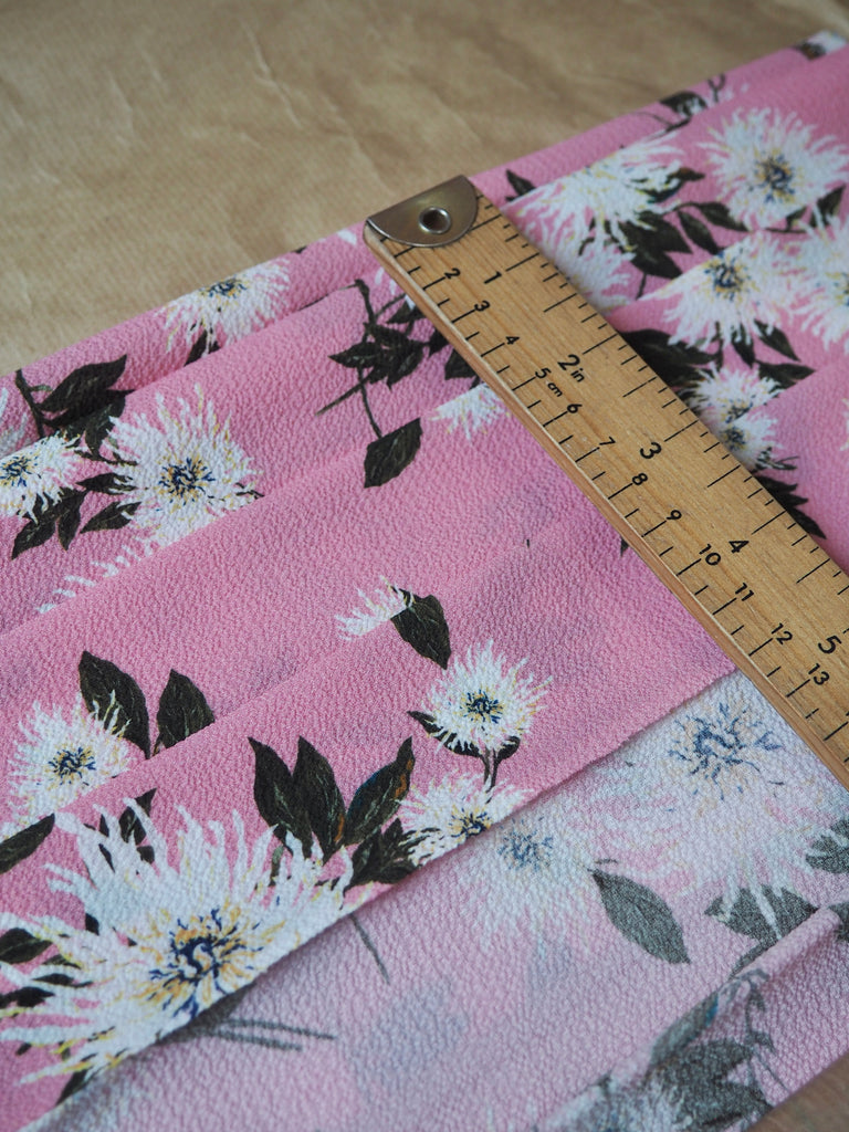 Pink Floral Crinkle Crepe Knife Pleated Pieces