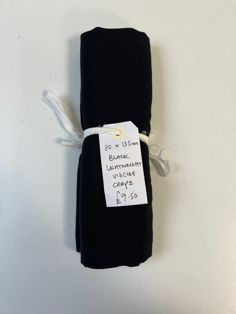 Black Lightweight Viscose Crepe Remnant