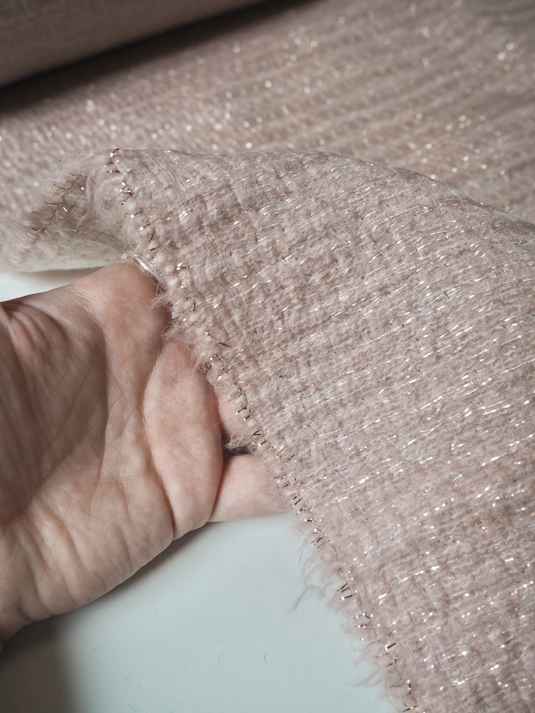 Blush Metallic Wool/Silk Double Organza Coating