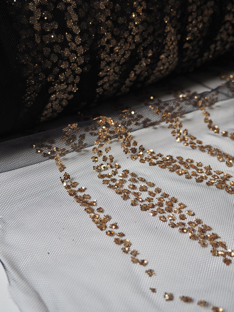 Black + Gold Zebra Glitter Tulle