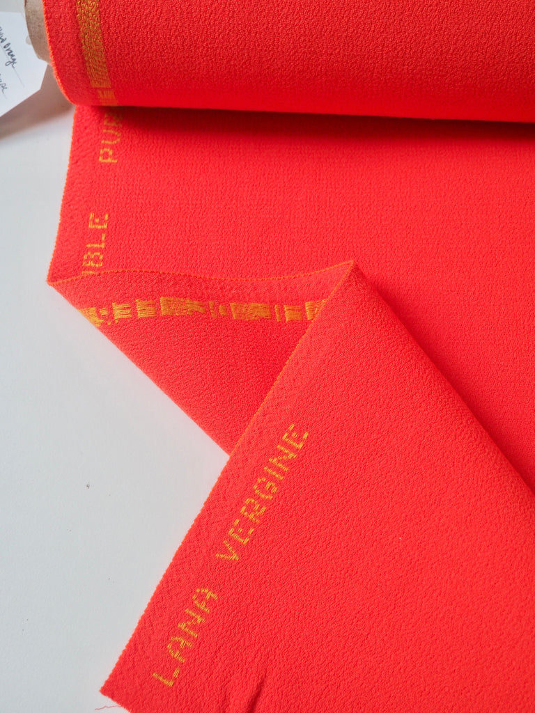 Fluro Orange Double Wool Crepe